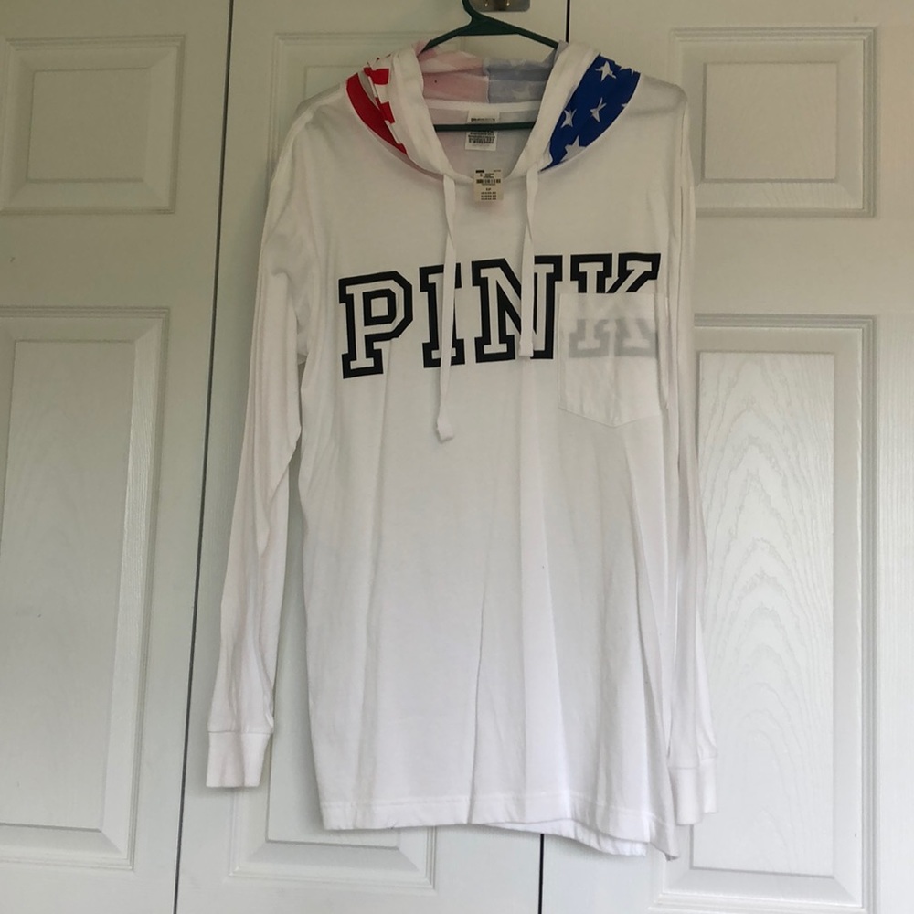 Pink american flag t shirt hoodie